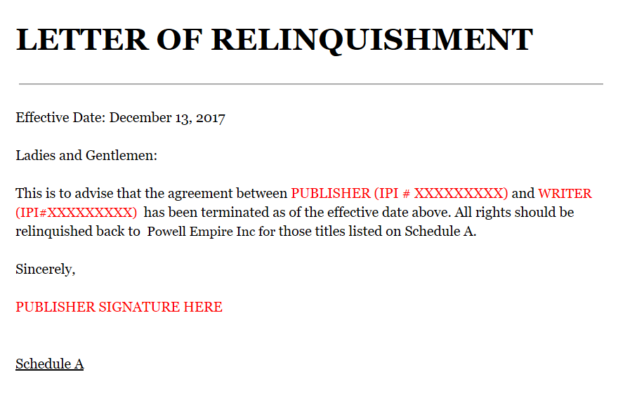 How To Write A Letter Relinquishing Rights To Artwork ~ Allardyce Pen